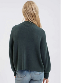 Funnel Neck Long Sleeve Ribbed Pullover Sweater