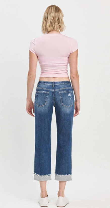 Lovervet By Vervet Mid Rise Cuffed Boyfriend Jeans