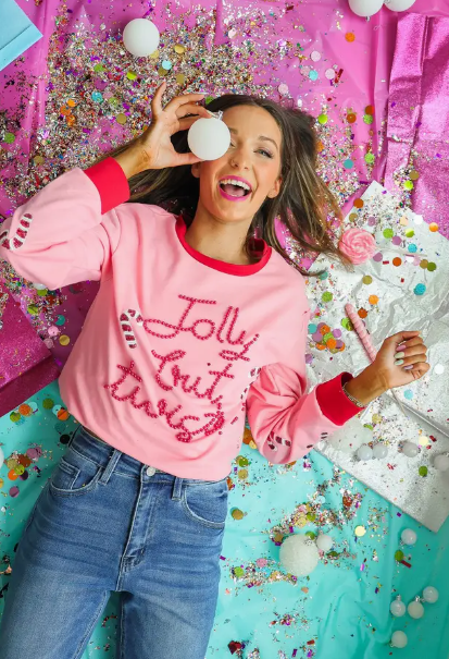 Jolly But Twisted Pink Sweater