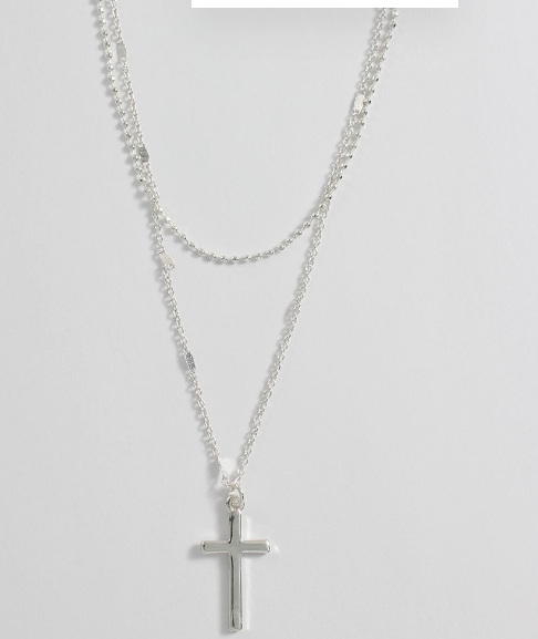 Silver Layered Cross Necklace