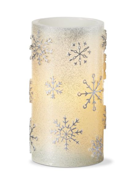 Snowflake LED Pillar Candle 3x6