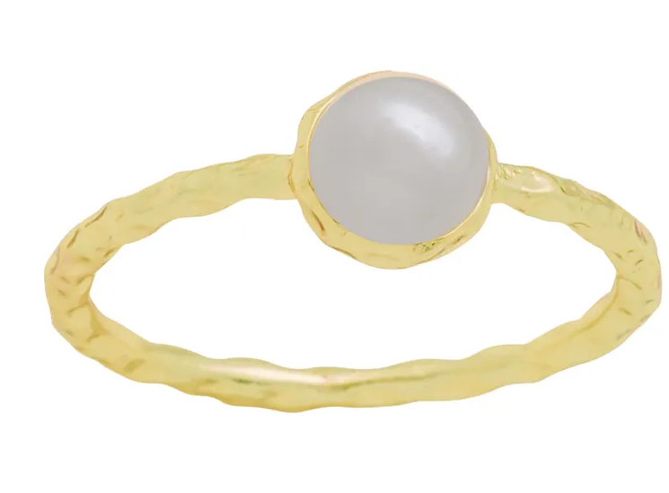 Round Pearl Gold Layers Ring