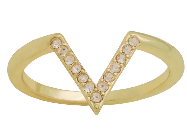 CZ V Gold Layers Ring