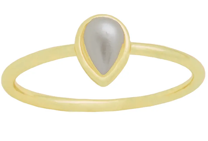 Teardrop Pearl Gold Layers Ring