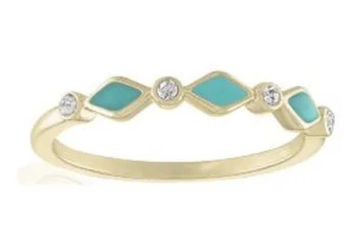 Infinity Turquoise Diamond Gold Layers Ring