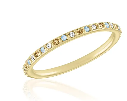 Thin Blue Opal Multi Stone Gold Layers Ring