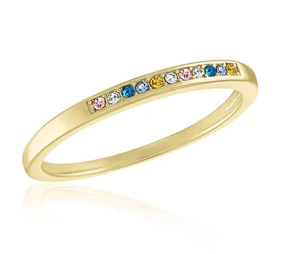 Multi-Color Inset CZ Gold Layers Rings