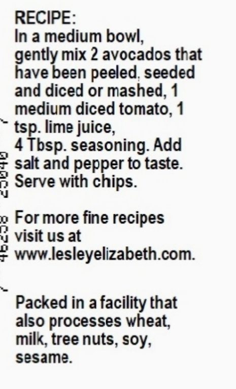 Lesley Elizabeth Guacamole Dip & Seasoning