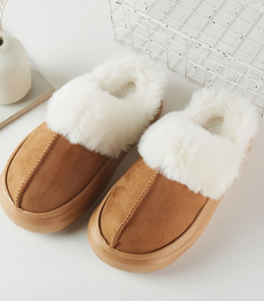 Fur Trim Winter Slippers