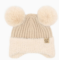 C.C Baby Fur Earflap Pompom Beanie