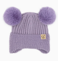 C.C Baby Fur Earflap Pompom Beanie