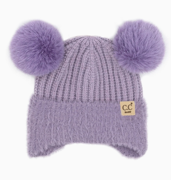 C.C Baby Fur Earflap Pompom Beanie