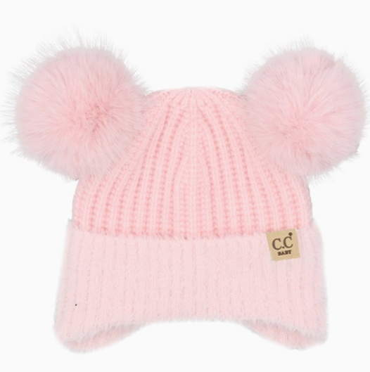 C.C Baby Fur Earflap Pompom Beanie