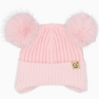 C.C Baby Fur Earflap Pompom Beanie