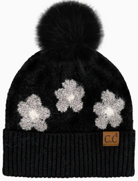 C.C Daisy Pattern Pom Beanie