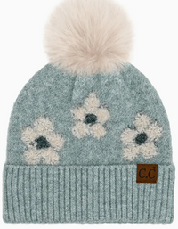 C.C Daisy Pattern Pom Beanie