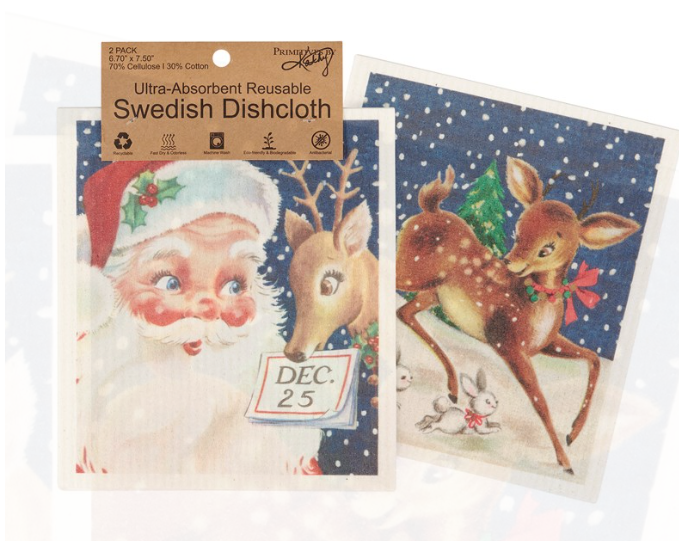 Retro Santa Claus Swedish Dishcloth Set