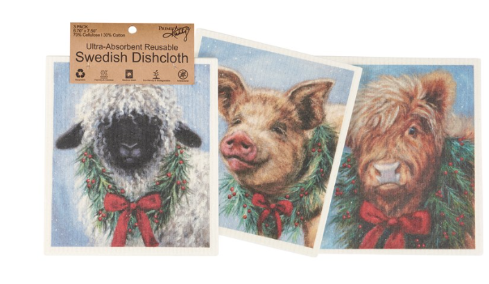 Christmas Animal Swedish Dishcloth Set