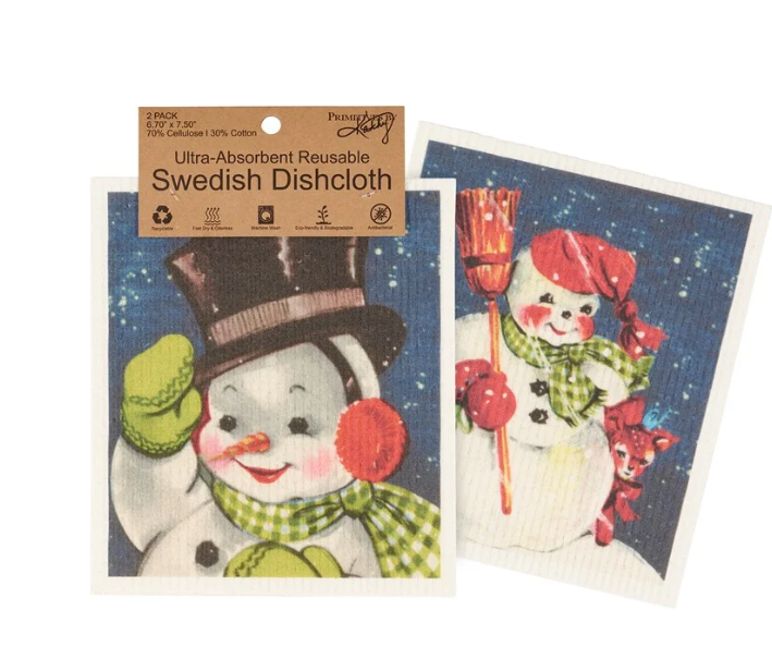 Retro Snowmen Swedish Dishcloth Set