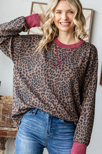 Long Sleeve Ribbed Animal Print