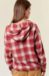 Flannel Plaid Pullover Hoodie w/ Kangaroo Pocket