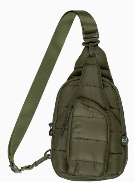 C.C Solid Puffer Padding Sling Bag