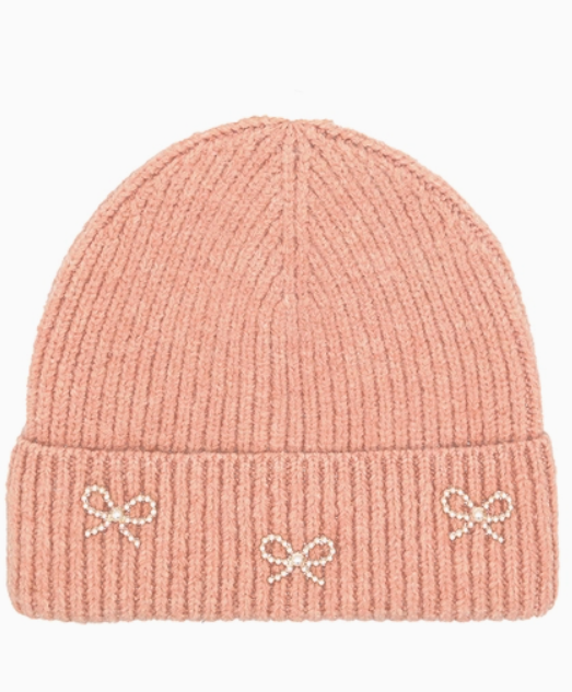 C.C Pearl Bow Charm Cuff Beanie