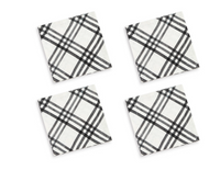 Black Plaid Fabric Cocktail Napkin