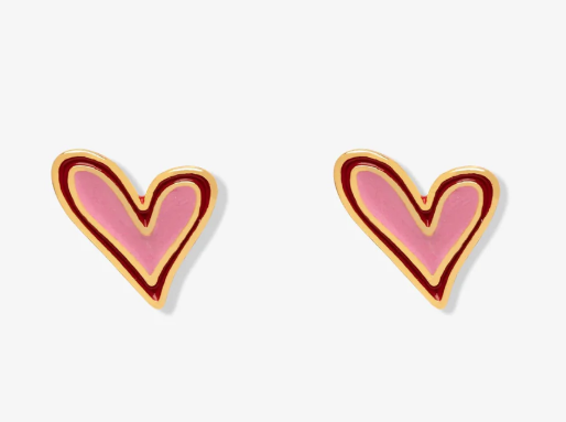 -Puravida Enamel Abstract Heart Stud Earrings