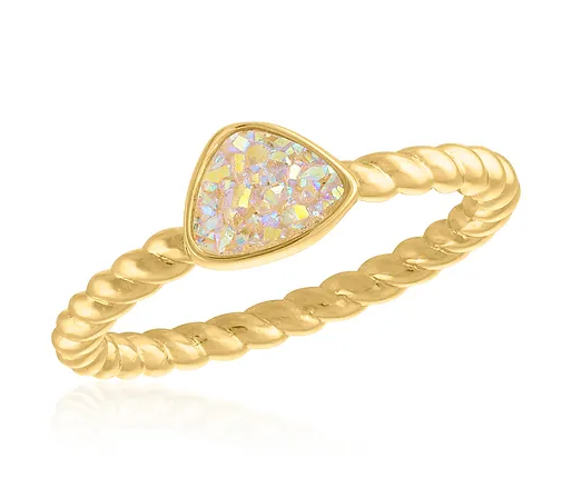 Triangle Druzy Gold Layers Ring