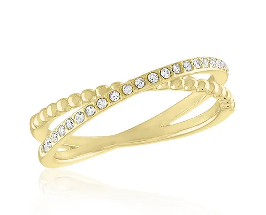 CZ Crossover Gold Layers Ring