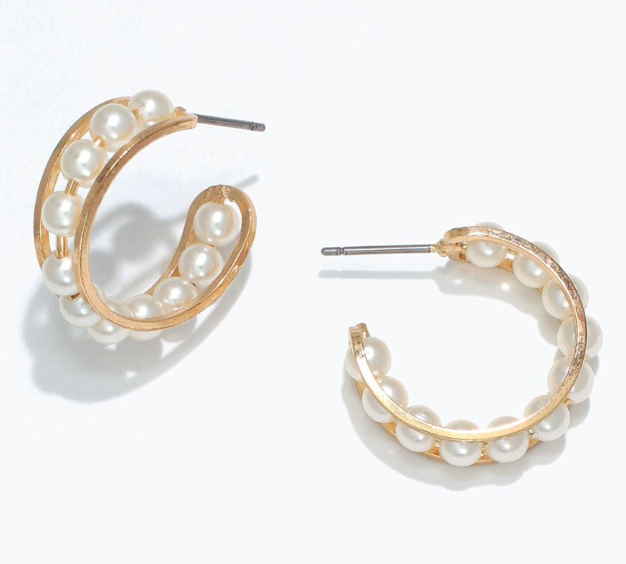 Gold Hoops With Pearl Earrings