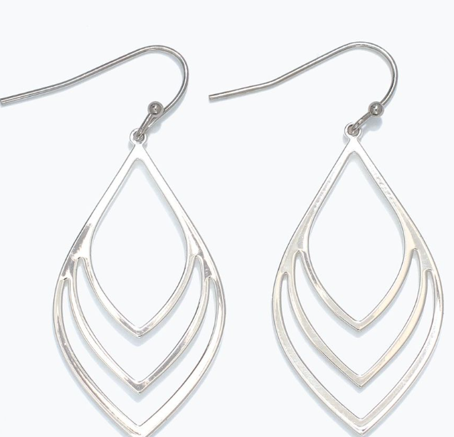 3 Tier Silver Drop Earrings