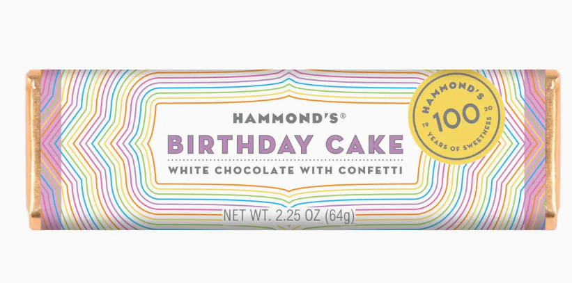 Hammonds Birthday Cake White Chocolate Bar 2.25oz