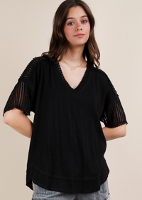 Oversized Contrast Knit Comfy Casual Top