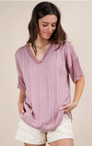 Oversized Contrast Knit Comfy Casual Top