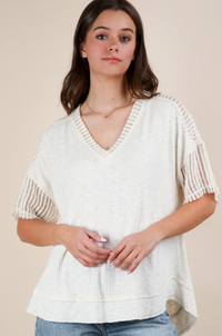 Oversized Contrast Knit Comfy Casual Top