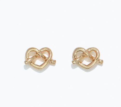 Cuties Gold Heart With Twist Earrings