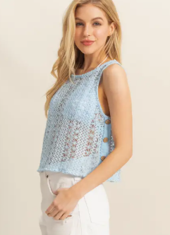 Sleeveless Crew Neck Crochet Top