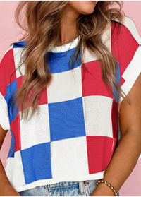 Color Block Cap Sleeve Sweater