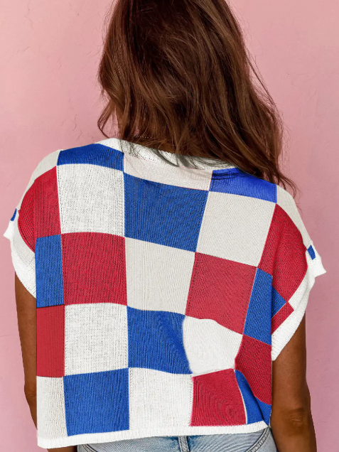 Color Block Cap Sleeve Sweater