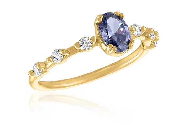 Lavender Oval Statement Gold Layers Ring