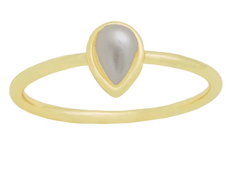 Teardrop Pearl Gold Layers Ring