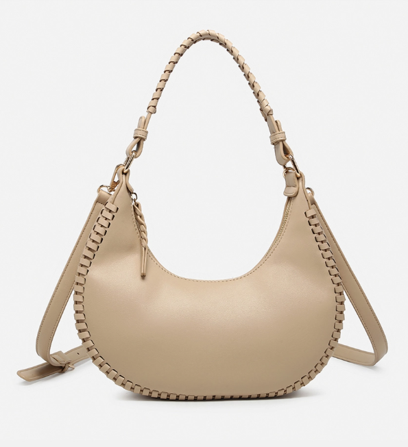 Aria Whipstitch Crescent Shoulder Bag