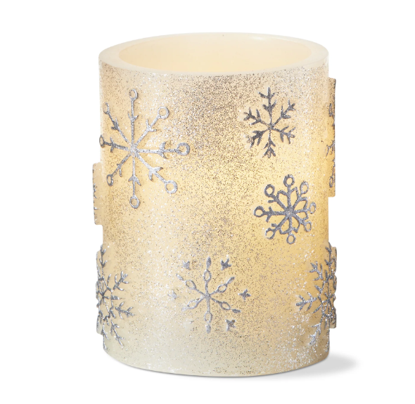 Snowflake Led Pillar Candle 3X4