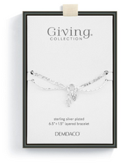 Heart + Cross Silver Charm Layered Bracelet 6.5in