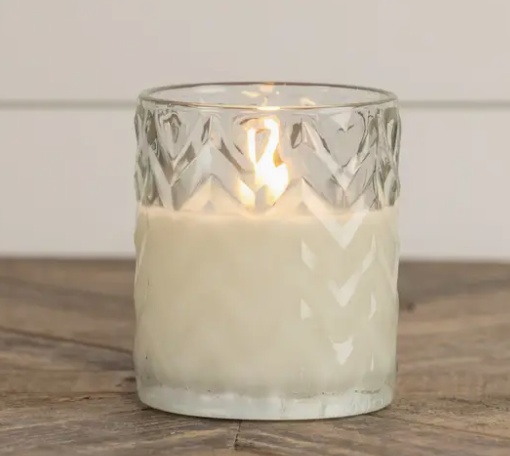 4" Chevron Glass 3D Flame Candle