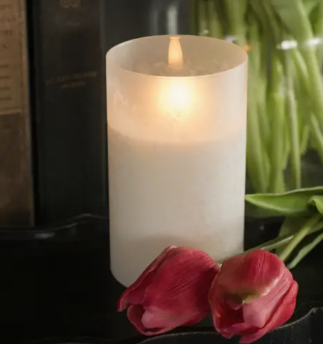 5" White Frosted Glass 3D Flame Candle