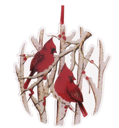 Cardinal Birch Tree Ornament