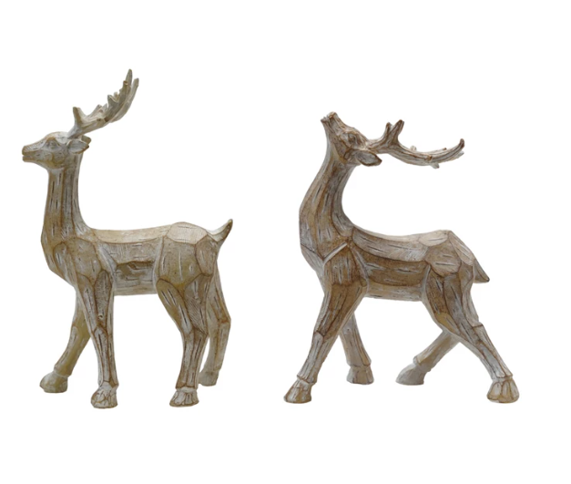 Resin Standing Deer Whitewashed